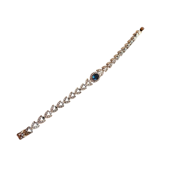 Vintage Atwood & Sawyer Gold & Sapphire Accent Bracelet, Signed - Picture 3 of 9